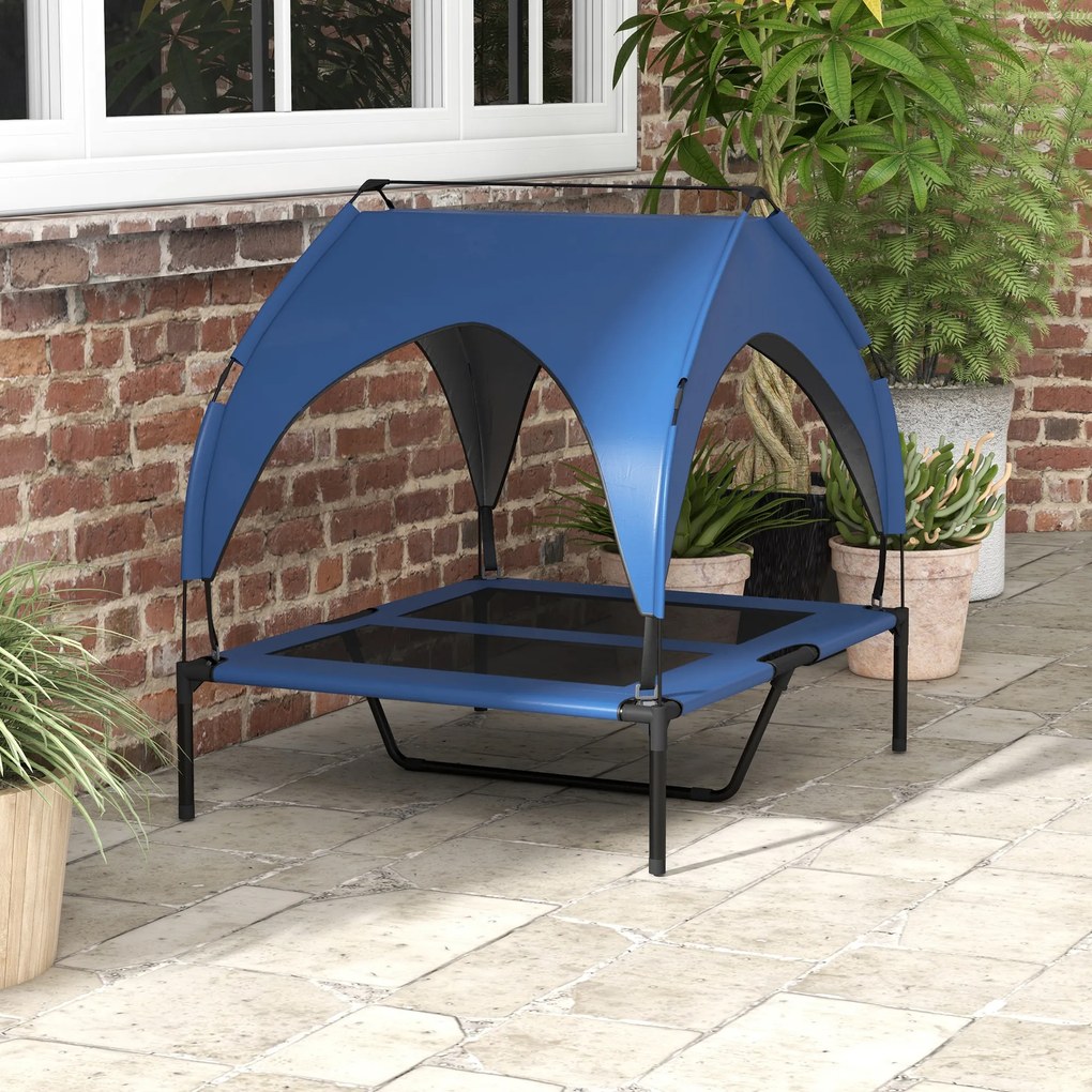 PawHut Κρεβάτι Σκύλου με Στέγαστρο, Διαπνέον, Αδιάβροχο, έως 30 kg, 91 x 76 x 89 cm, Σκούρο Μπλε