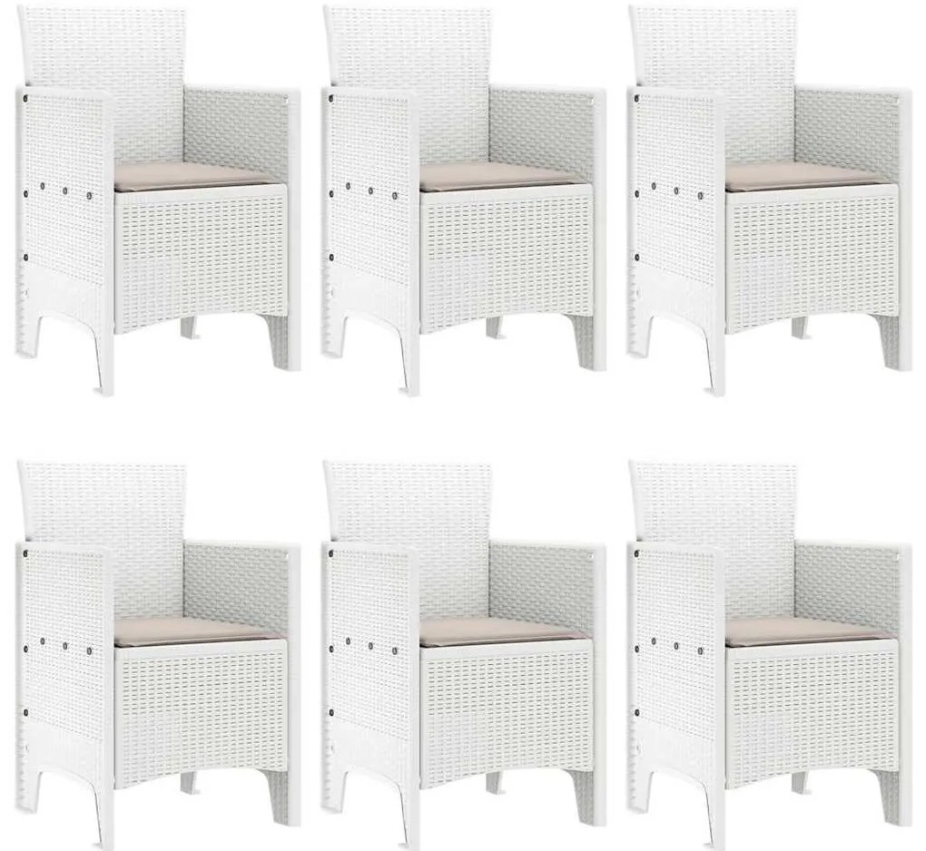 vidaXL Σέτ φαγητού για κήπο 7 pcs Λευκό Rattan Polt