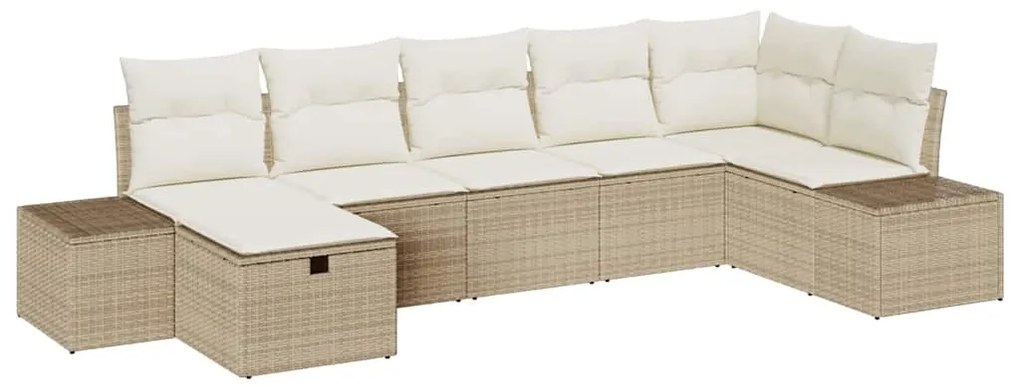 vidaXL Σετ Καναπέ Κήπου 7 pcs Μπεζ 55 x 62 x 69 εκ Πολυ ράταν