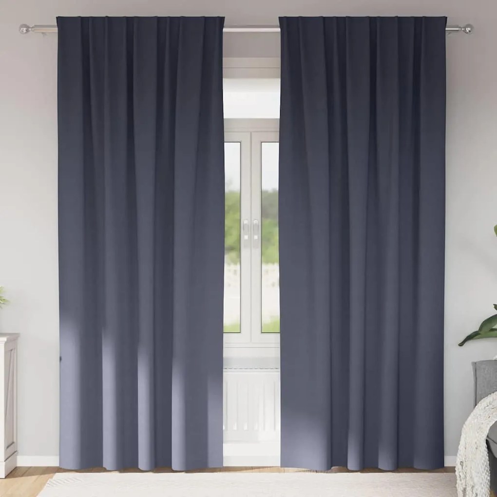 vidaXL Κουρτίνες με κουρτίνες 2 pcs Ανθρακί 260 x 140 εκ. Πολυεστέρας