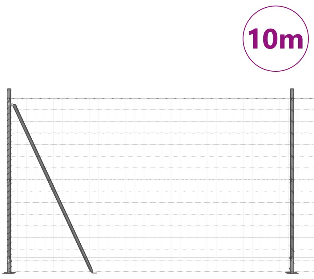 vidaXL Euro Fence με 7 φλαντζωτούς πάσσους 1.6x10 μ γαλβανισμένος χάλυβας