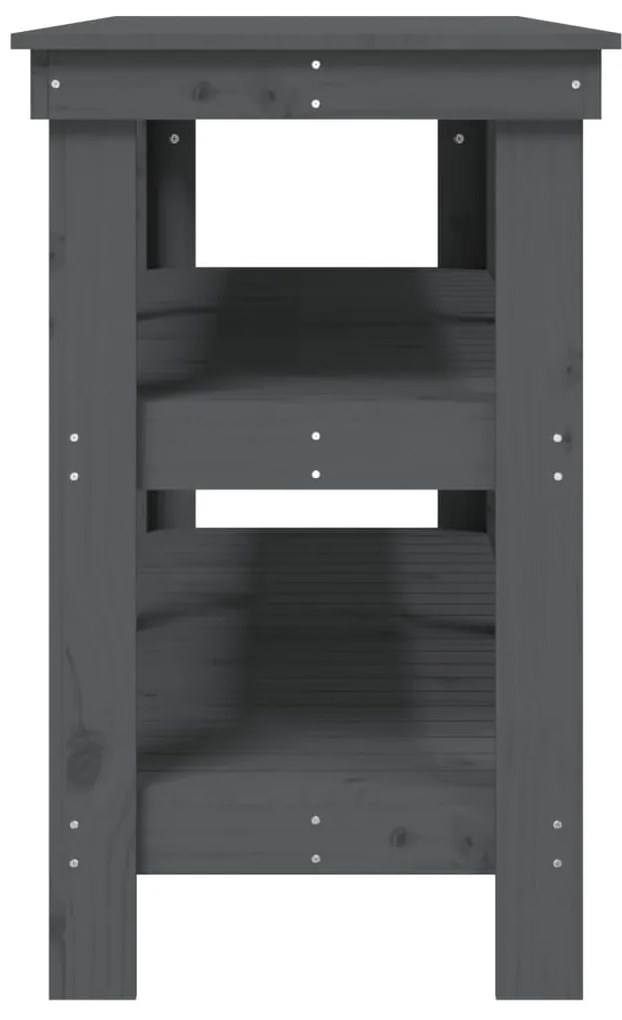 vidaXL Πάγκος Εργασίας Γκρι 142,5 x 50 x 80 εκ. από Μασίφ Ξύλο Πεύκου