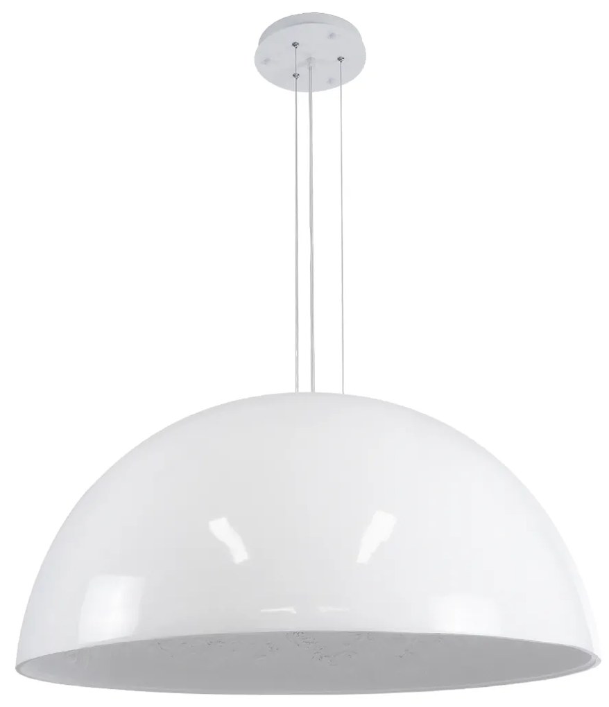 GloboStar® SERENIA WHITE 01273 Μοντέρνο Κρεμαστό Φωτιστικό Οροφής Μονόφωτο Λευκό Γύψινο Καμπάνα Φ90 x Y45cm