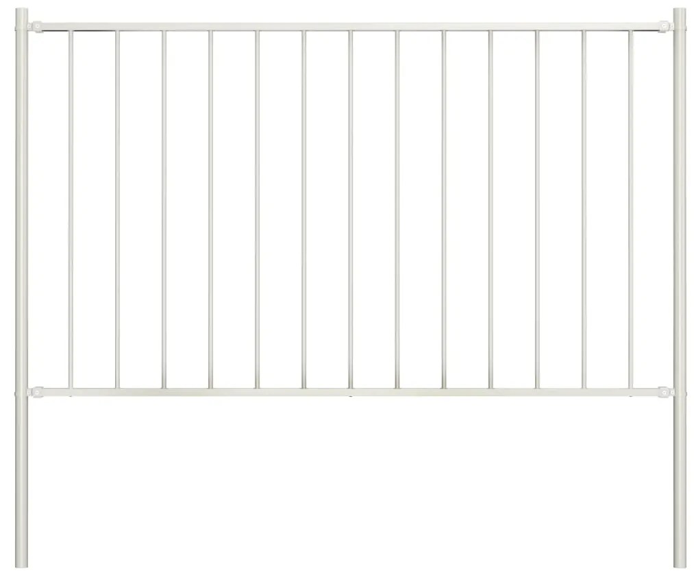 Πάνελ Περίφραξης με Στύλους από Ατσάλι με Ηλεκτροστατική Βαφή 1,81x1 μ. Λευκό