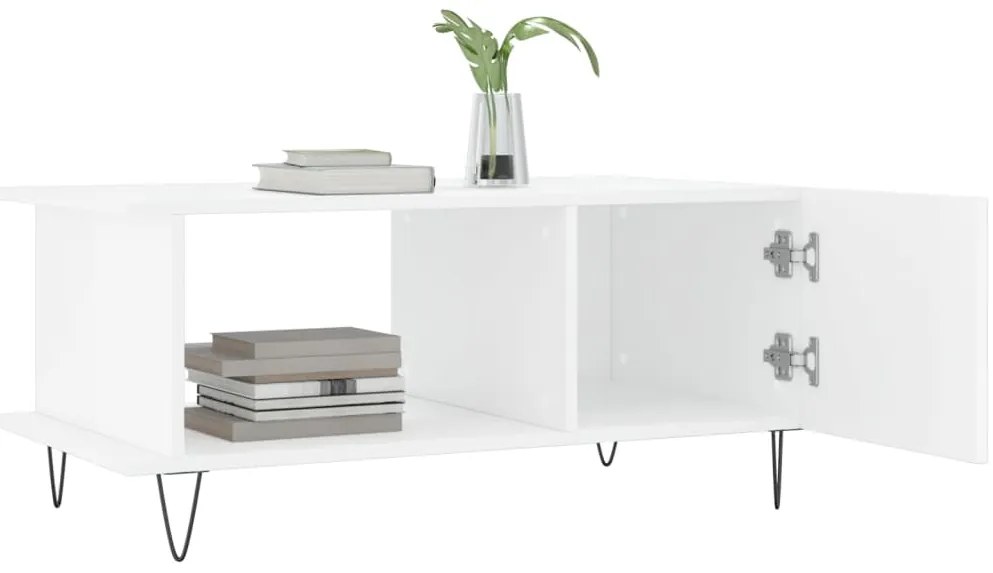 vidaXL Τραπεζάκι Σαλονιού Γυαλ. Λευκό 90x50x40 εκ. Επεξεργ. Ξύλο