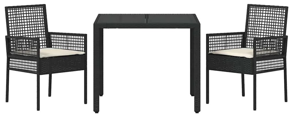 vidaXL Σέτ φαγητού για κήπο 3 pcs Μαύρο συνθετικό ρατάν