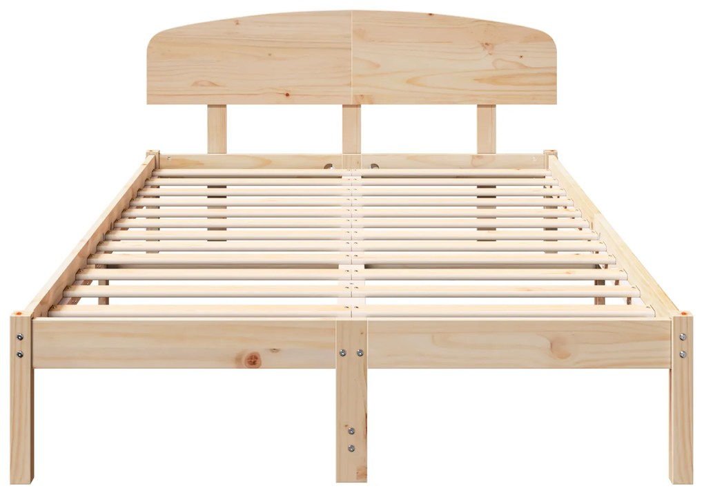 vidaXL Κρεβάτι με Κεφαλάρι 135x190 cm Μασίφ ξύλο πεύκου