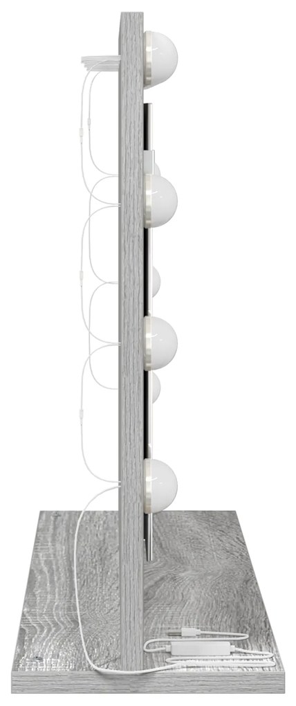vidaXL Καθρέφτης Vanity  Γκρι Sonoma MDF, Γυαλί 60 x 45 x 18 εκ.