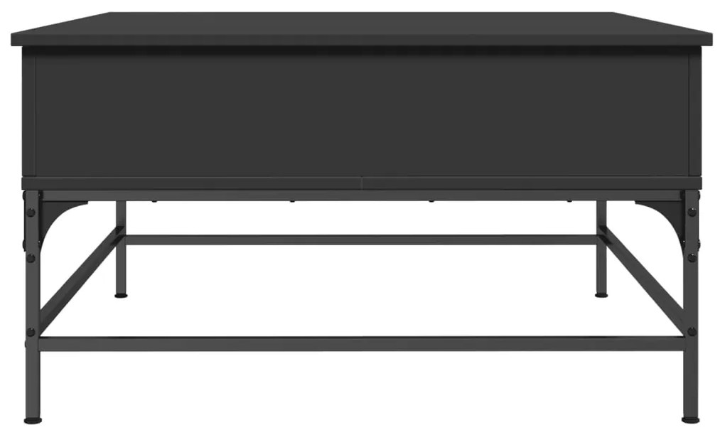Τραπεζάκι Σαλονιού Μαύρο 80x80x45εκ. Επεξεργασμένο Ξύλο+Μέταλλο - Μαύρο