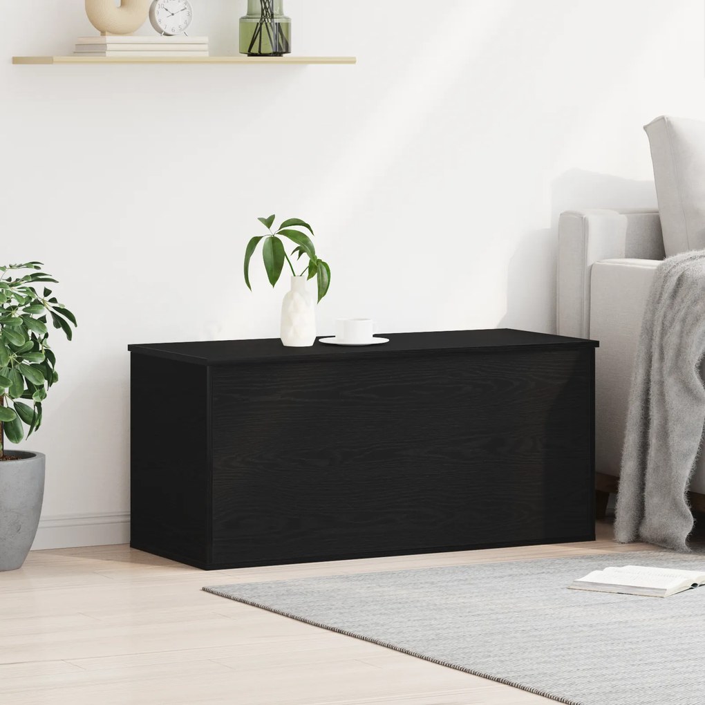 vidaXL Κουτί αποθήκευσης  με καπάκι Μαύρο Ξύλο 100x42x46 εκ. Επεξεργασμένο ξύλο