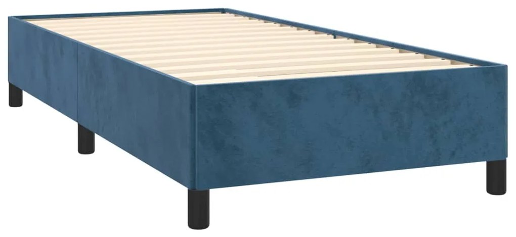 vidaXL Κρεβάτι Boxspring με Στρώμα Σκούρο Μπλε 90x200 εκ. Βελούδινο