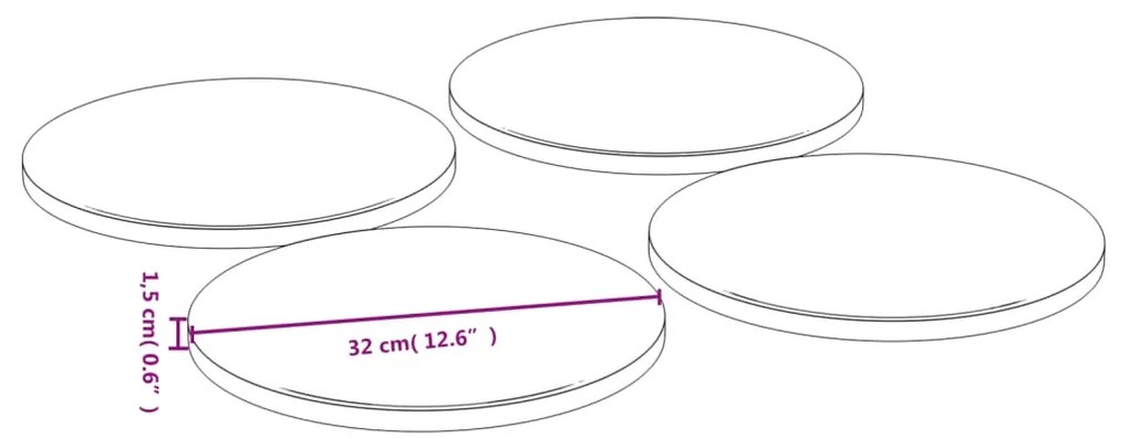 vidaXL Πιάτα Πίτσας 4 Τεμ. Ø32x1,5 εκ. από Μπαμπού