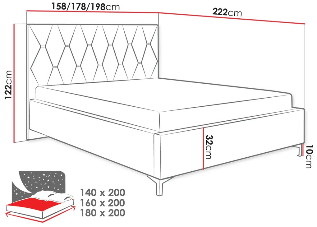 Επενδυμένο κρεβάτι Totti-Mpez-160 x 200