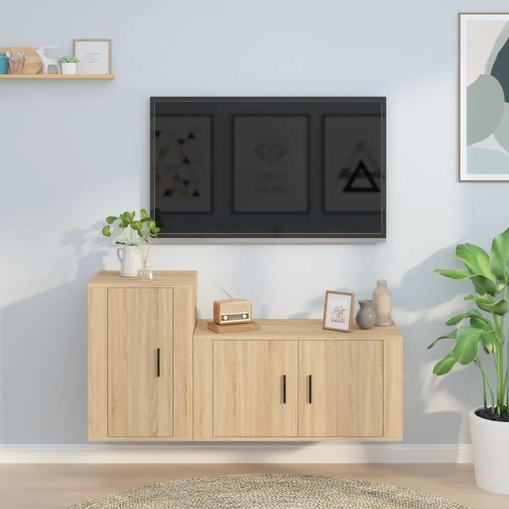 vidaXL Σετ Επίπλων Τηλεόρασης 2 Τεμαχίων Sonoma Δρυς Επεξ. Ξύλο