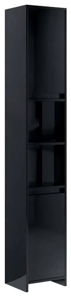 vidaXL Στήλη Μπάνιου Γυαλιστερό Μαύρο 30 x 30 x 183,5 εκ. Μοριοσανίδα