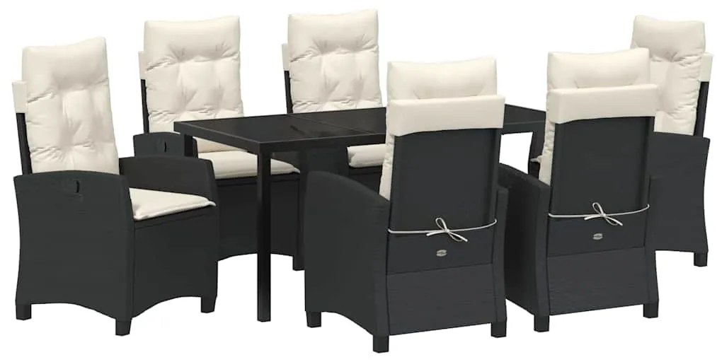 vidaXL Σέτ φαγητού για κήπο 7 pcs Μαύρο συνθετικό ρατάν