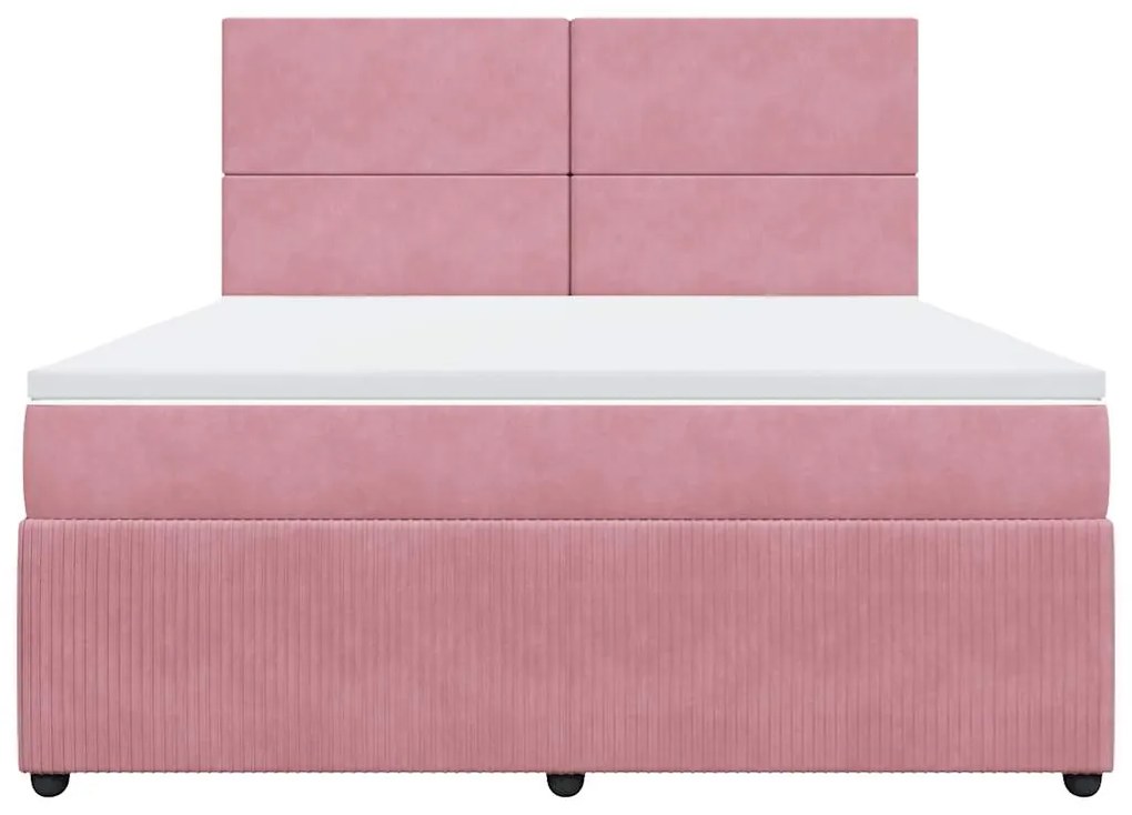 vidaXL Κρεβάτι Boxspring με Στρώμα Ροζ 180x200 εκ. Βελούδινο