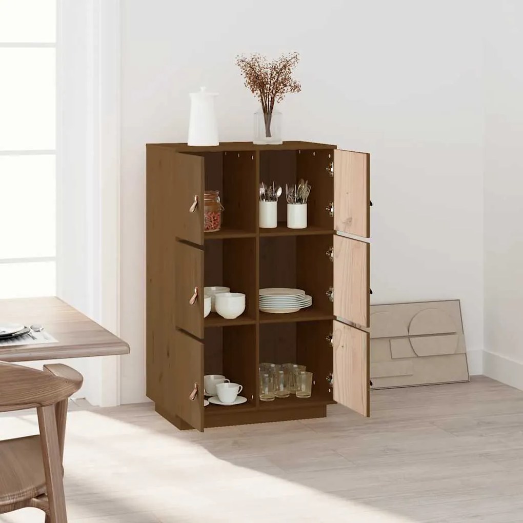 vidaXL Ντουλάπι Ψηλό Καφέ Μέλι 67x40x108,5 εκ. από Μασίφ Ξύλο Πεύκου