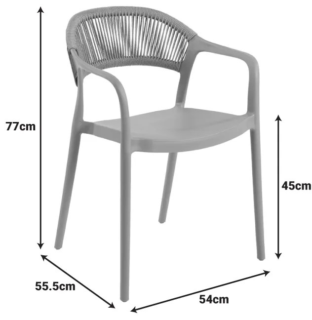 Πολυθρόνα Ankara pakoworld στοιβαζόμενη pp-pe rattan σε μαύρη-φυσική απόχρωση 54x55.5x77εκ