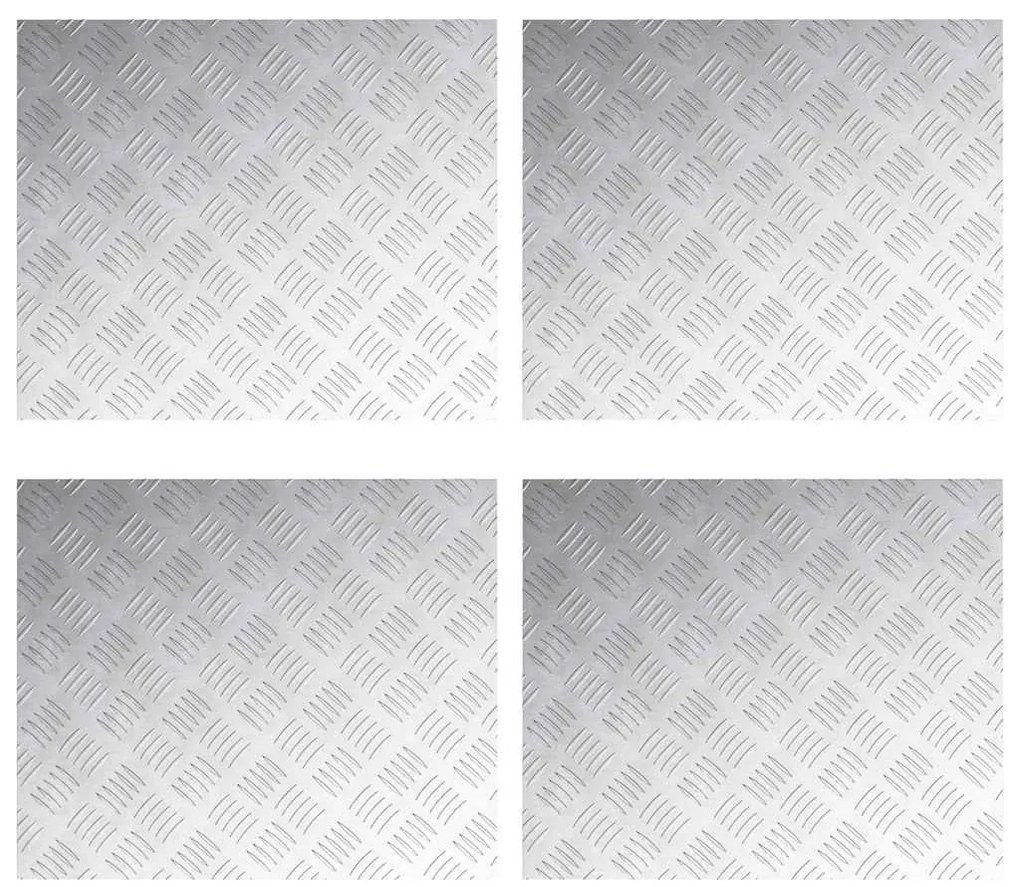 vidaXL Επιφάνειες Καρό 4 pcs Ασημί 60 x 50 cm Αλουμίνιο