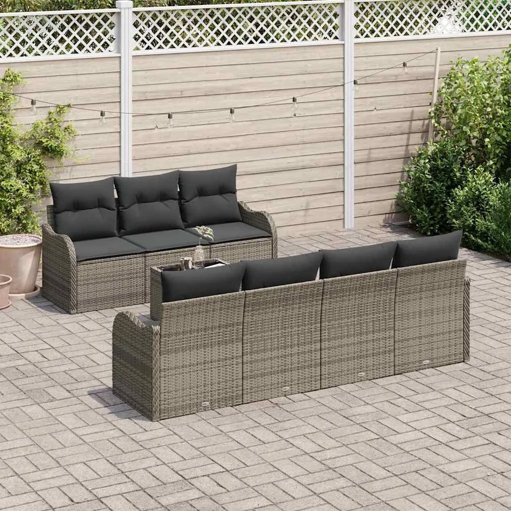 vidaXL Σετ Καναπέ Κήπου 8 pcs Γκρι 55 x 55 x 37 εκ Πολυ ράταν