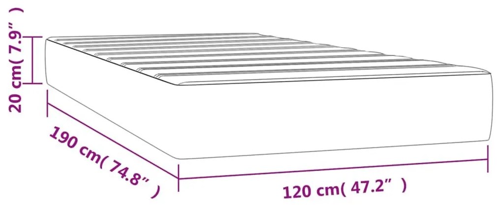 Στρώμα με Pocket Springs Σκούρο Καφέ 120x190x20 εκ. Βελούδινο - Λευκό