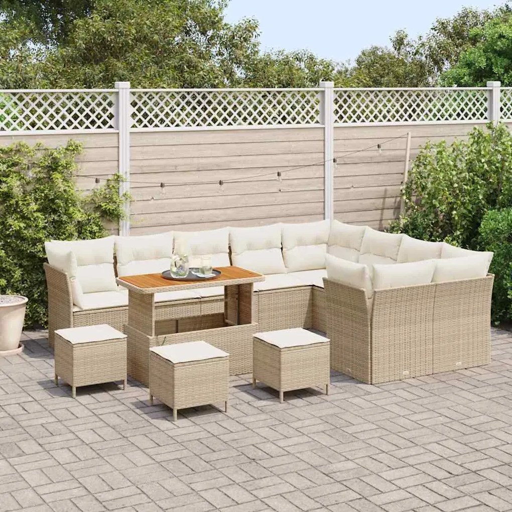 vidaXL Σετ Καναπέ Κήπου 13 pcs Μπεζ συνθετικό ρατάν