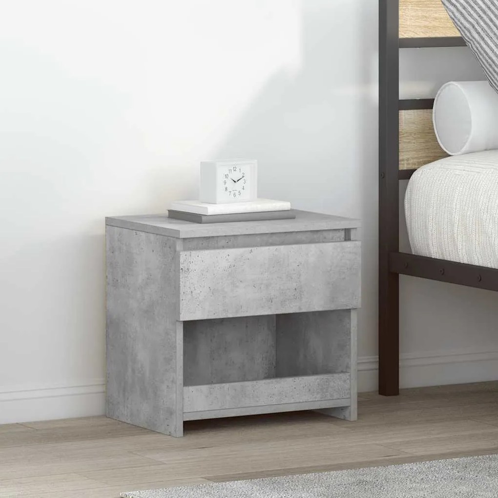 vidaXL Κομοδίνα 2 τεμ. Γκρι Σκυροδέματος 40 x 30 x 39 εκ. Επεξ. Ξύλο