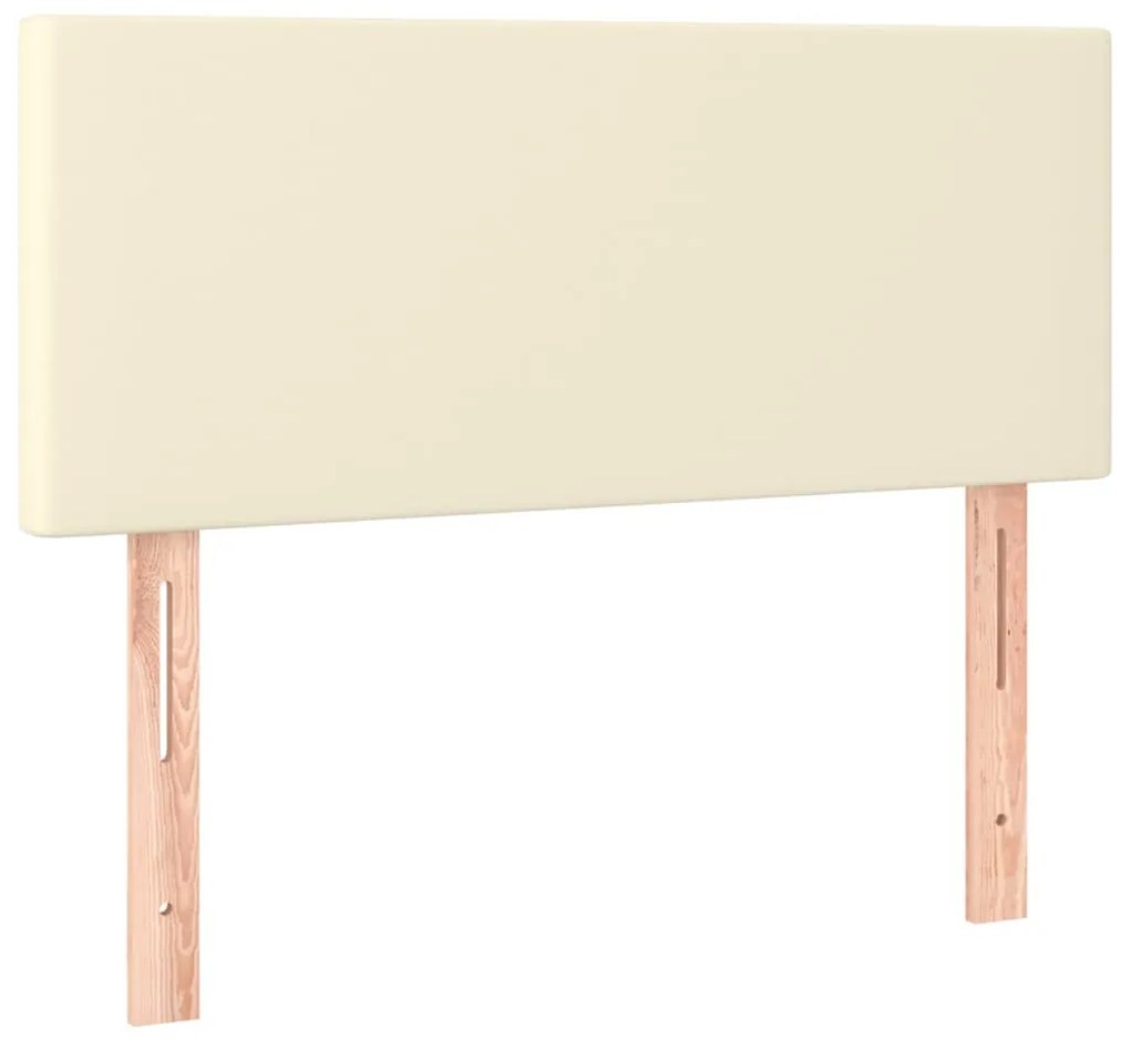 Κρεβάτι Boxspring με Στρώμα & LED Κρεμ 100x200 εκ. Συνθ. Δέρμα - Κρεμ