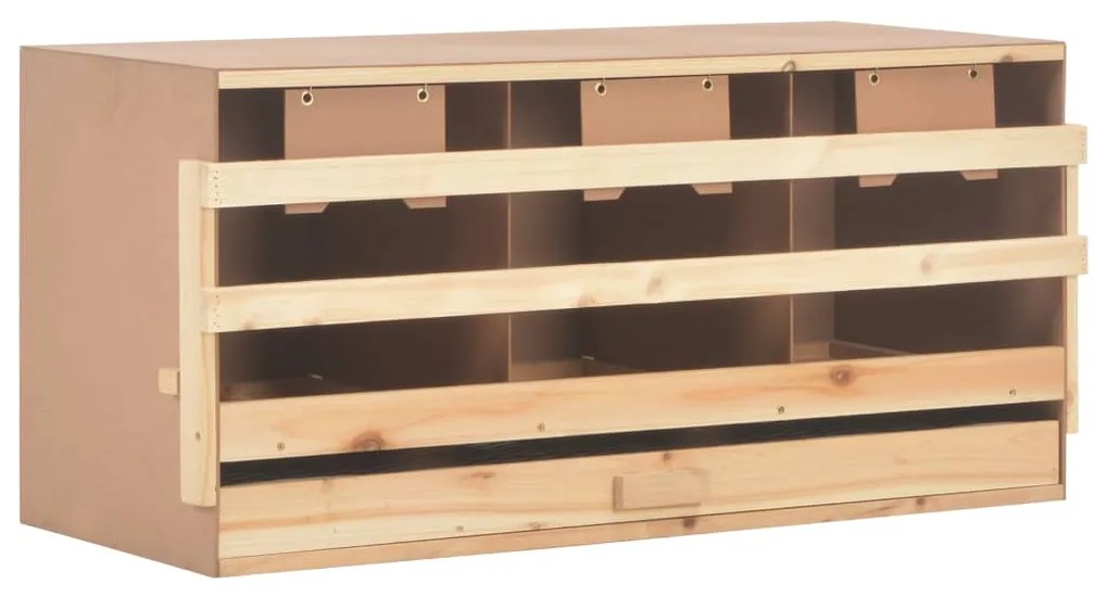 vidaXL Φωλιά για Κότες με 3 Θέσεις 96x40x45 εκ. από Μασίφ Ξύλο Πεύκου