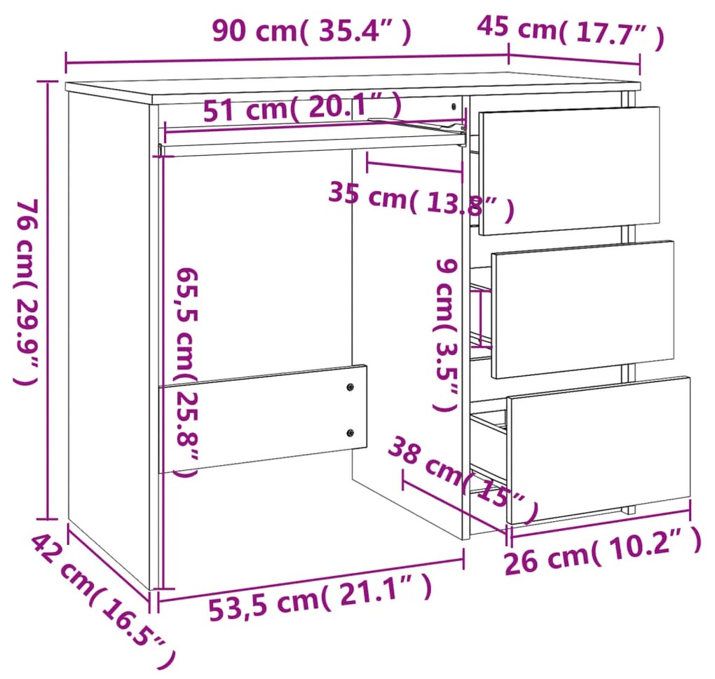 ΓΡΑΦΕΙΟ ΓΚΡΙ SONOMA 90X45X76 ΕΚ. ΑΠΟ ΕΠΕΞΕΡΓΑΣΜΕΝΟ ΞΥΛΟ 815508