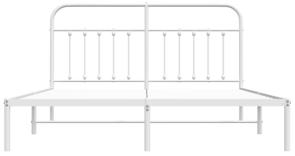 vidaXL Πλαίσιο Κρεβατιού με Κεφαλάρι Λευκό 160x200 εκ. Μεταλλικό