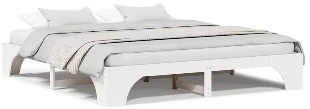 vidaXL Σκελετός Κρεβατιού Λευκό 207 x 207 x 30 εκ. Μασίφ ξύλο πεύκου
