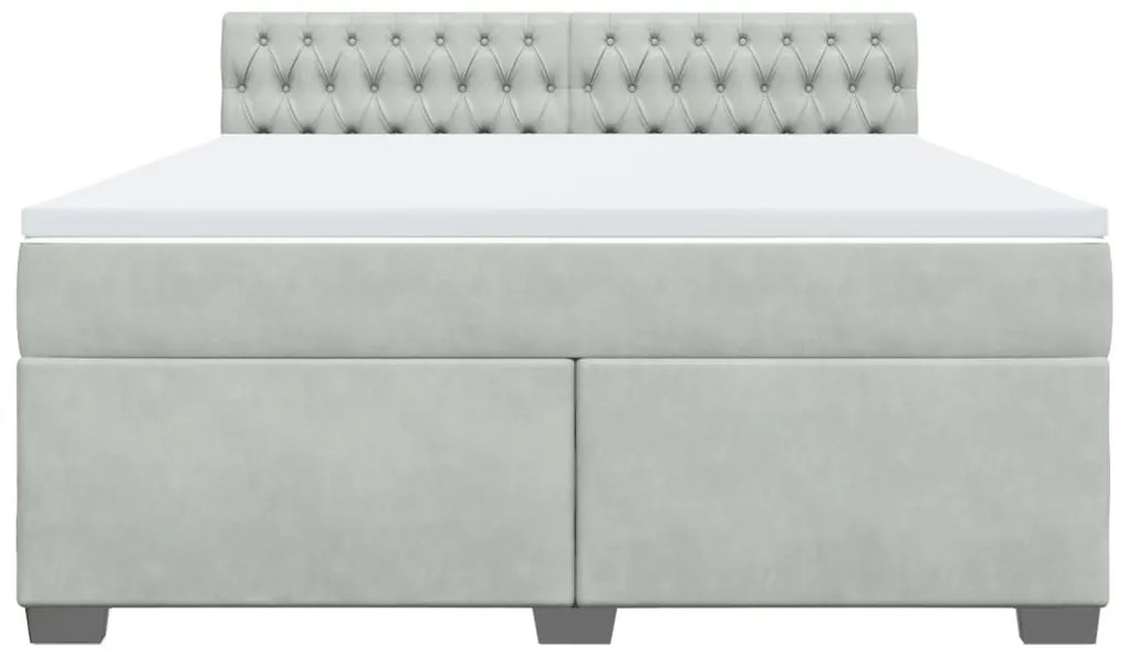 Κρεβάτι Boxspring με Στρώμα Ανοιχτό Γκρι 180x200 εκ. Βελούδινο - Γκρι