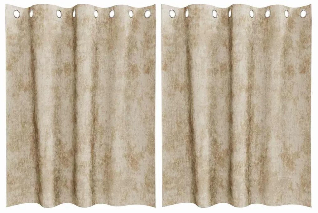 vidaXL Κουρτίνα με κουρτίνες 2 pcs Κρεμ 140 x 140 cm Βελούδο