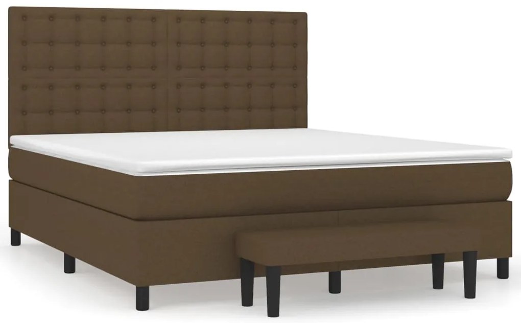 vidaXL Κρεβάτι Boxspring με Στρώμα Σκούρο Καφέ 160x200 εκ Υφασμάτινο