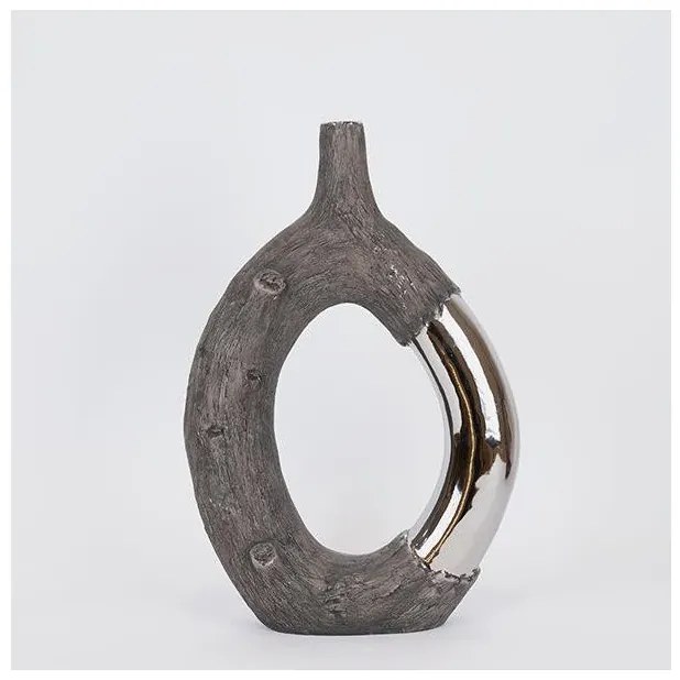 Βάζο Κεραμικό καφέ &amp; Ασημί 26.5x9.5x39.5cm 752-20387 Estheti-752-20387-Ασημί 752-20387