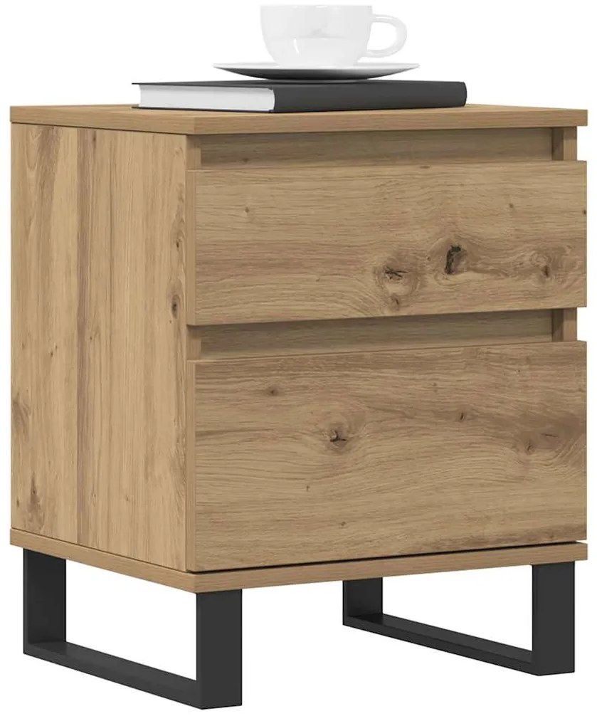 vidaXL Κομοδίνα 2 τεμ. τεχνίτης Δρυς 40 x 35 x 50 εκ. από Επεξεργ Ξύλο