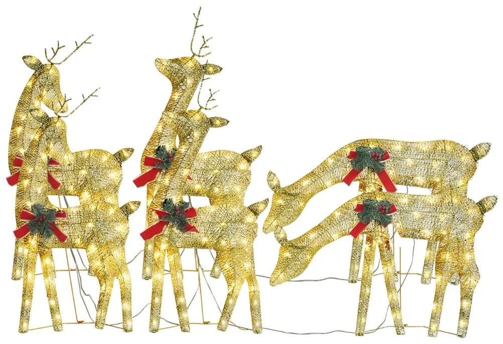 vidaXL Χριστουγεννιάτικοι Τάρανδοι 6 τεμ. Χρυσοί Θερμό Λευκό Δίχτυ