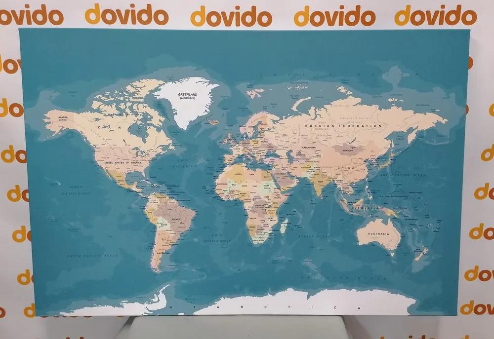 Εικόνα στο φελλό του μοντέρνου vintage παγκόσμιου χάρτη