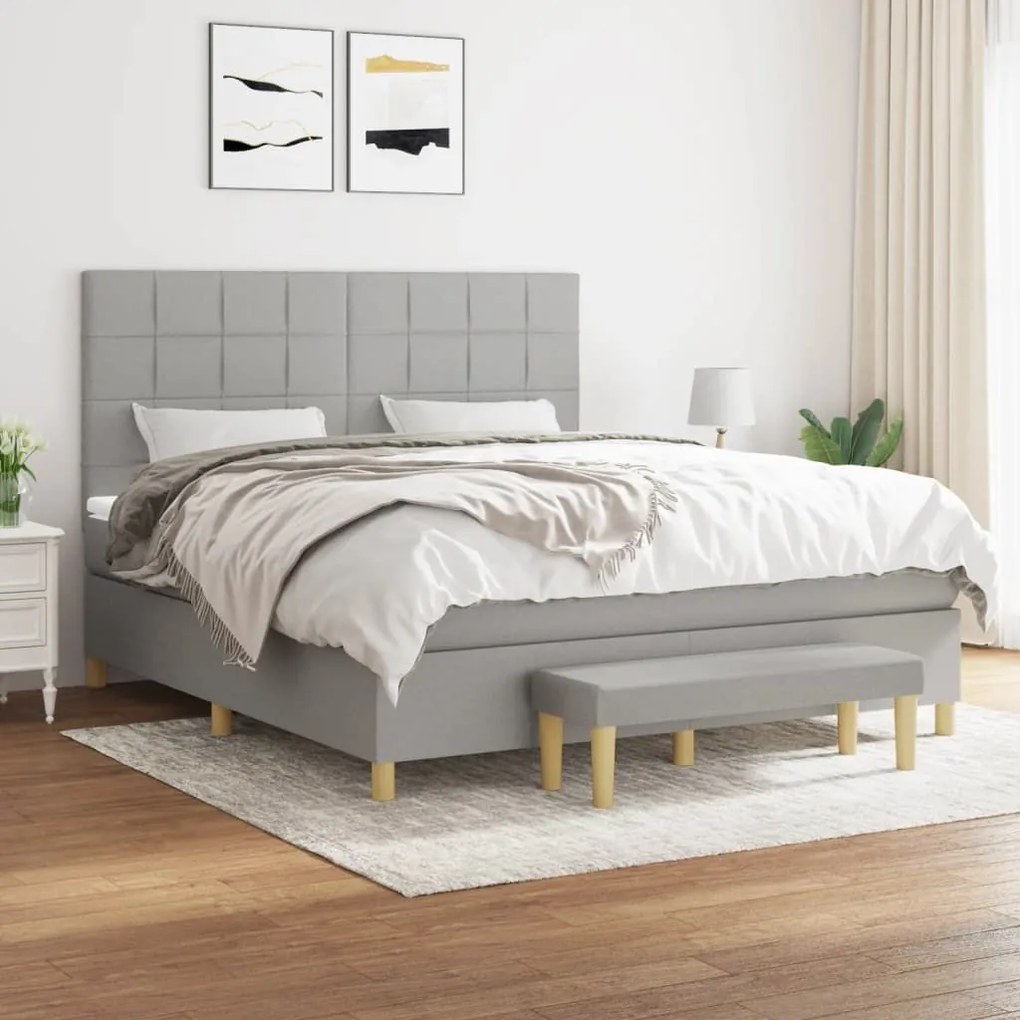 ΚΡΕΒΑΤΙ BOXSPRING ΜΕ ΣΤΡΩΜΑ ΑΝΟΙΧΤΟ ΓΚΡΙ 180X200 ΕΚ. ΥΦΑΣΜΑΤΙΝΟ 3137173