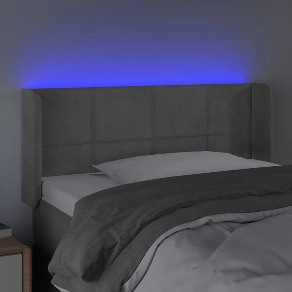 Κεφαλάρι Κρεβατιού LED Ανοιχτό Γκρι 83x16x78/88 εκ. Βελούδινο 3123266