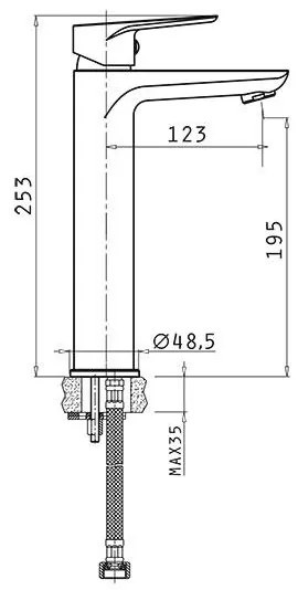 Μπαταρία νιπτήρα Libreto XL Χρωμέ 5x13x25.3 εκ.