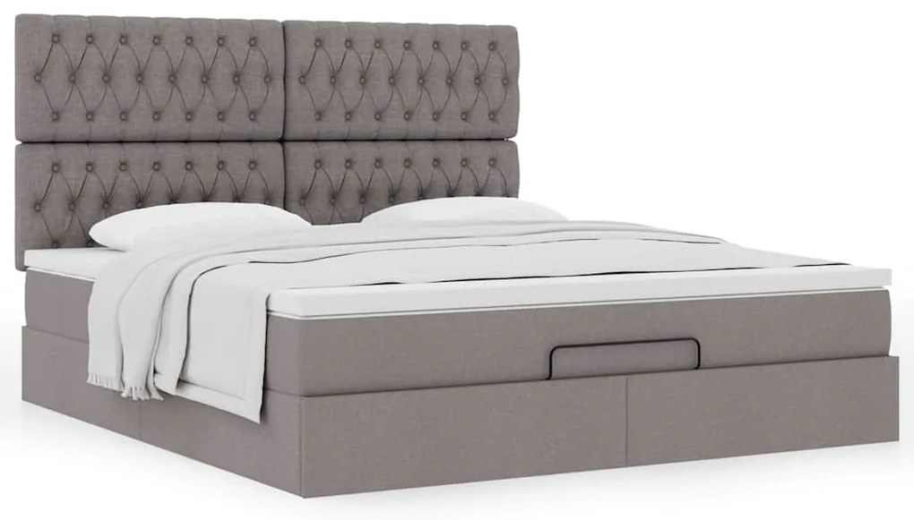 vidaXL Οθωμανικό κρεβάτι με στρώμα Taupe 180x200cm ύφασμα