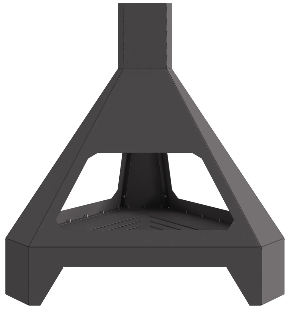vidaXL Τζάκι με Καμινάδα Μαύρο 50x43x52 εκ Ατσάλι