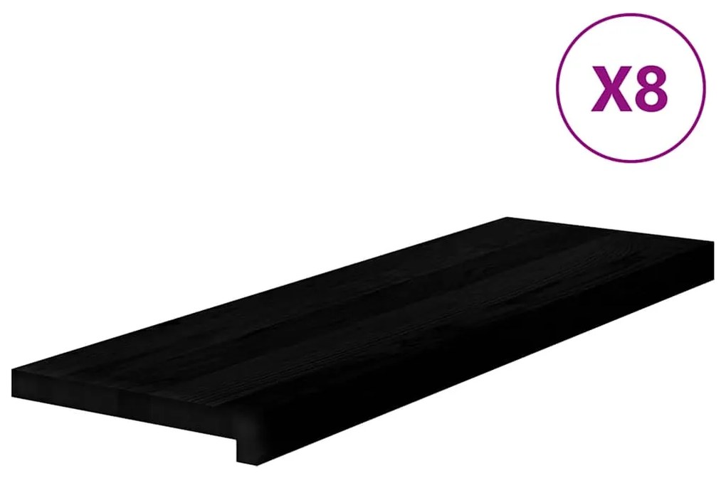 Πατάκια Σκάλας 8 τεμ. Σκούρο Καφέ 80x25x2 cm Ξύλο Δρυός - Καφέ