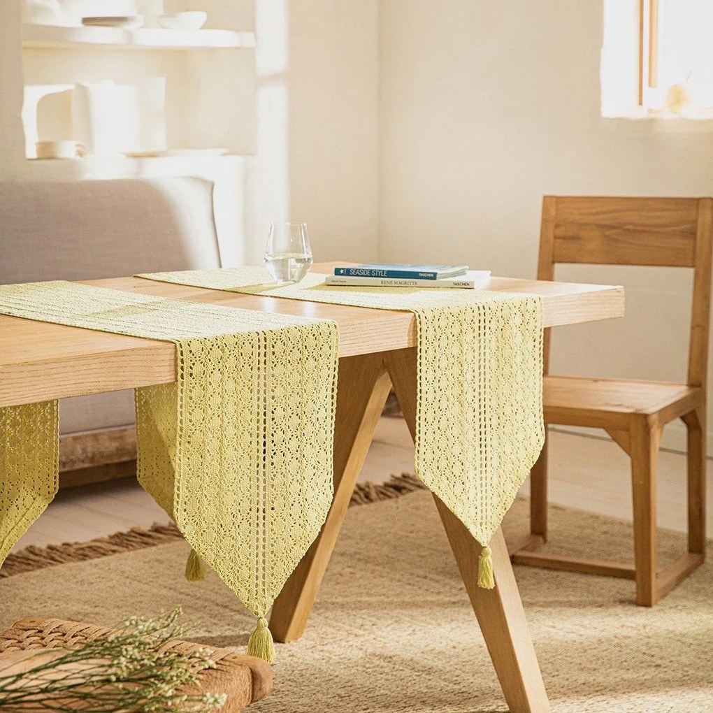 Τραβέρσα Chrochet 019/ 37 32x160cm Spring Green Gofis Home 32Χ160 100% Βαμβάκι