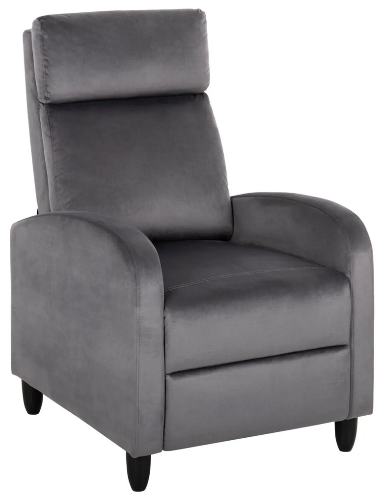 Πολυθρόνα HIBER RELAX C9782.01 Γκρί Βελούδο 67,5x90x104Υ εκ. 67.5x90x104 εκ.