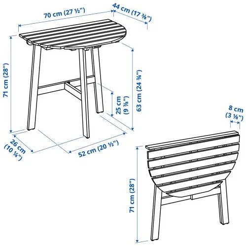 ASKHOLMEN τραπέζι τοίχου πτυσσόμενο/εξωτερικού χώρου, 70x44 cm 705.574.96