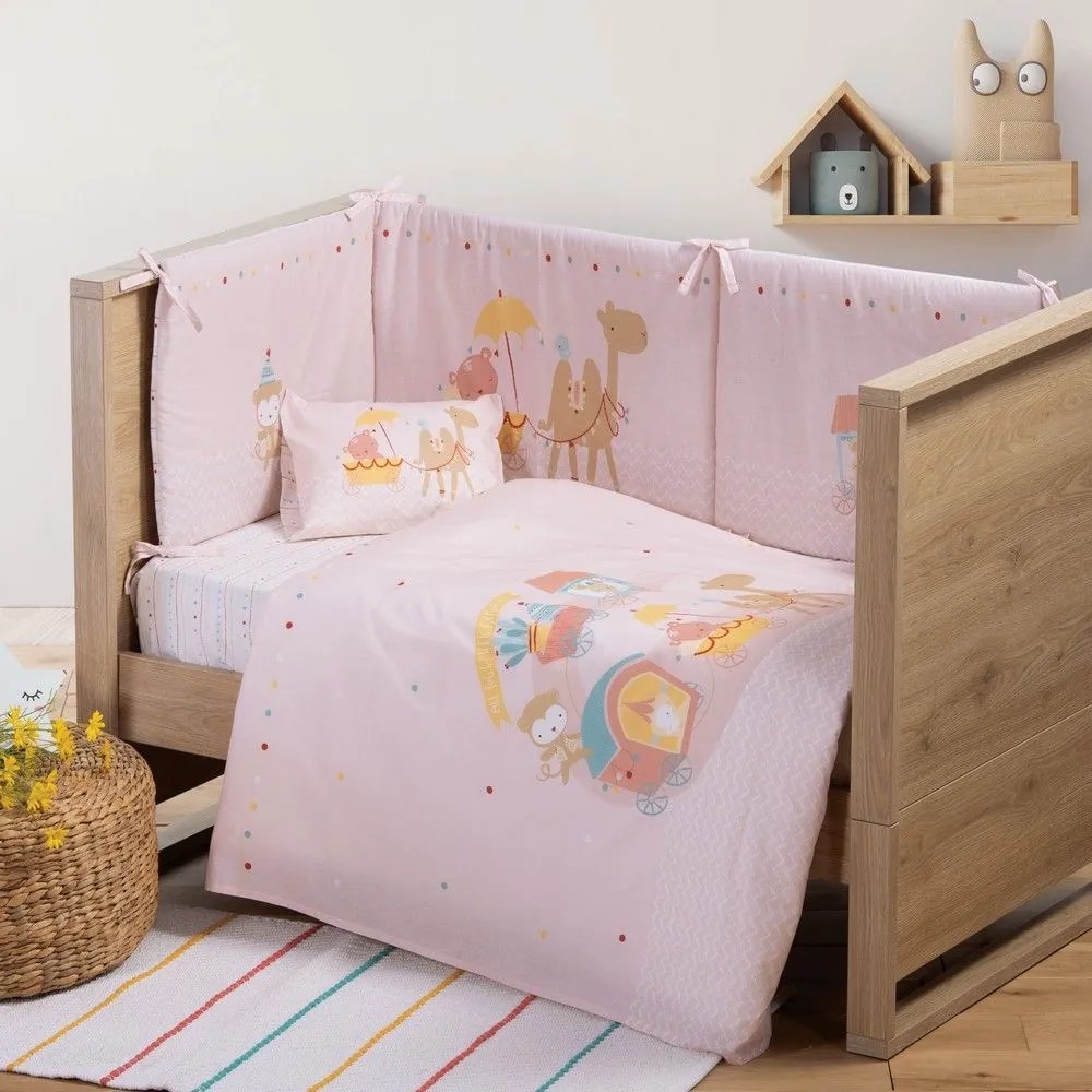 Σεντόνια Βρεφικά Exploring Together (Σετ 3τμχ) Pink Nef-Nef Cradle 120x170cm 100% Βαμβάκι